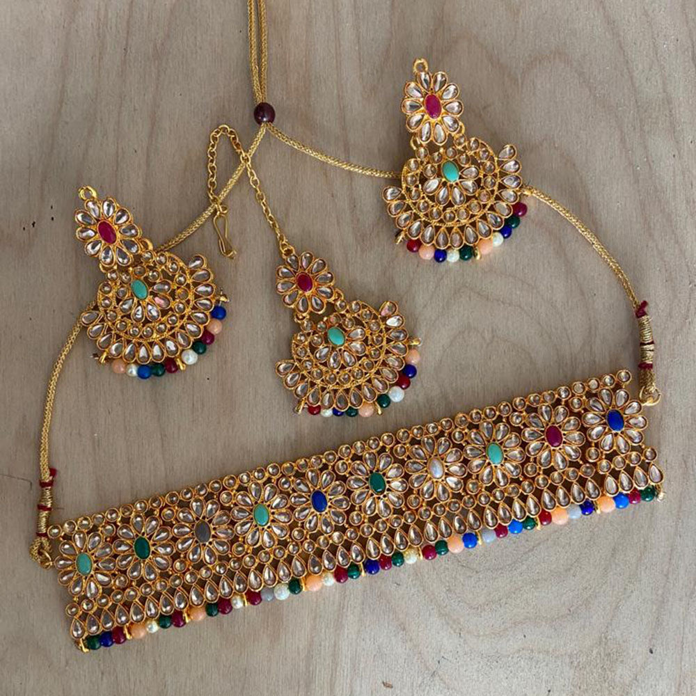 India Art Gold Plated Kundan Necklace Set