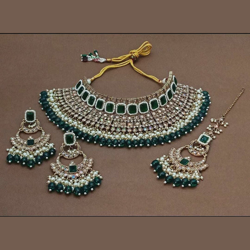 India Art Gold Plated Crystal Stone Choker Necklace Set