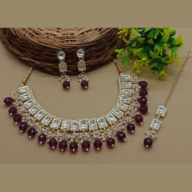 India Art Gold Plated Kundan And Pearl Necklace Set