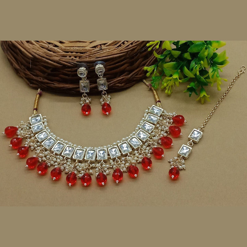India Art Gold Plated Kundan And Pearl Necklace Set