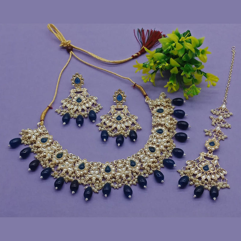 India Art Gold Plated Kundan And Pearl Necklace Set