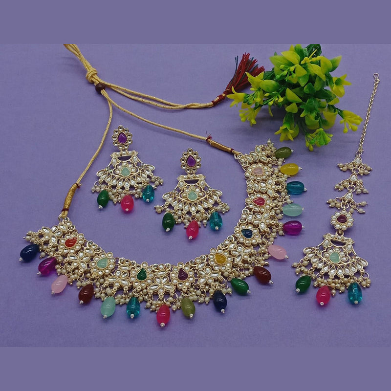 India Art Gold Plated Kundan And Pearl Necklace Set