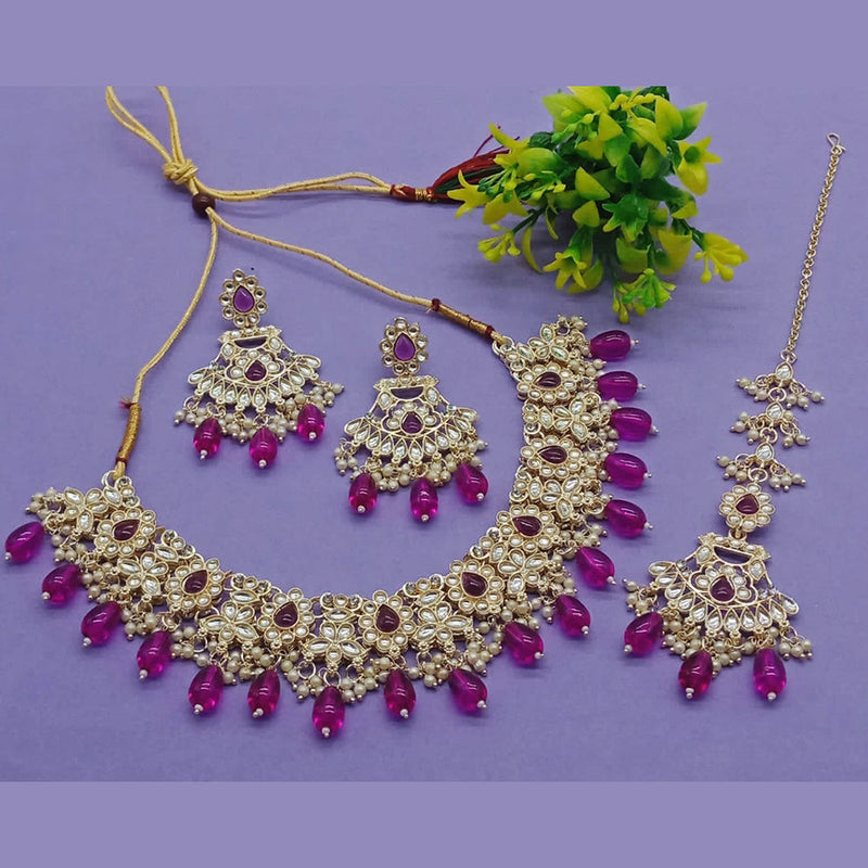 India Art Gold Plated Kundan And Pearl Necklace Set