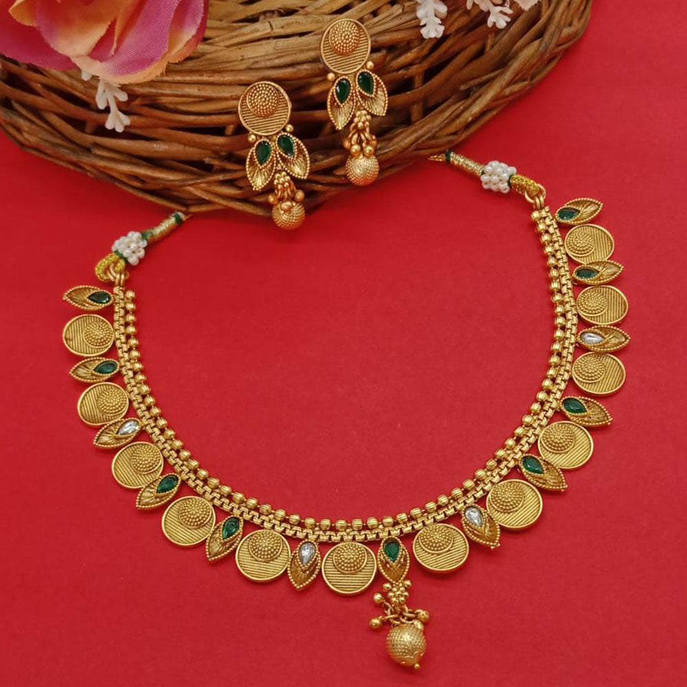 India Art Gold Plated Pota Stone Necklace Set