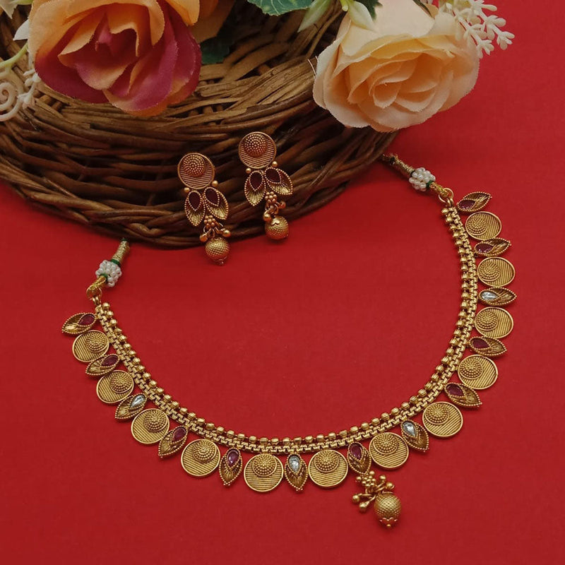 India Art Gold Plated Pota Stone Necklace Set