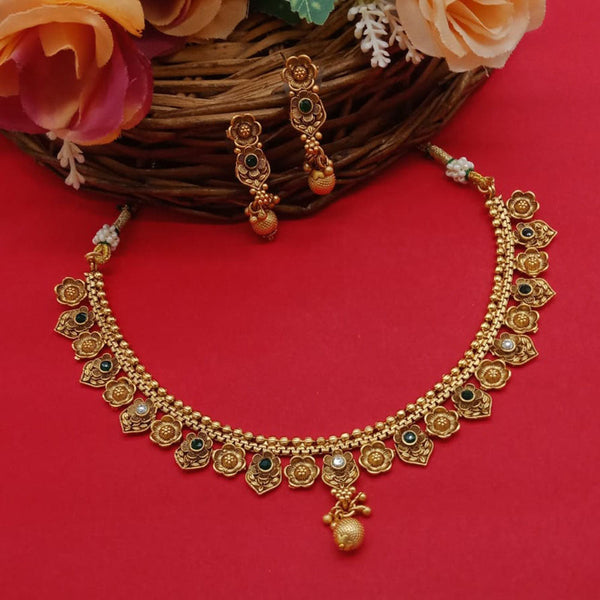 India Art Gold Plated Pota Stone Necklace Set