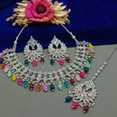 India Art Silver Plated Crystal Stone And Beads Necklace Set