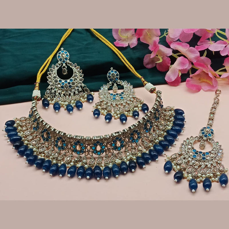 India Art Gold Plated Crystal Stone Necklace Set