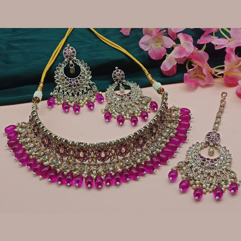 India Art Gold Plated Crystal Stone Necklace Set