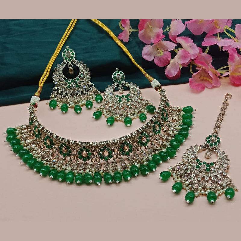 India Art Gold Plated Crystal Stone Necklace Set