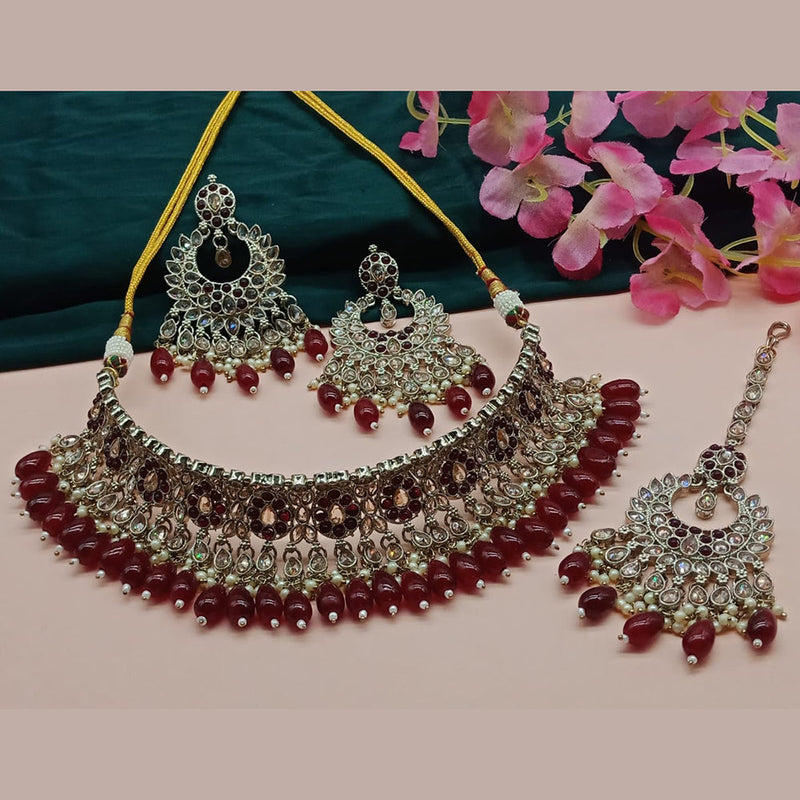 India Art Gold Plated Crystal Stone Necklace Set