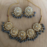 India Art Gold Plated Kundan Stone And Beads Necklace Set