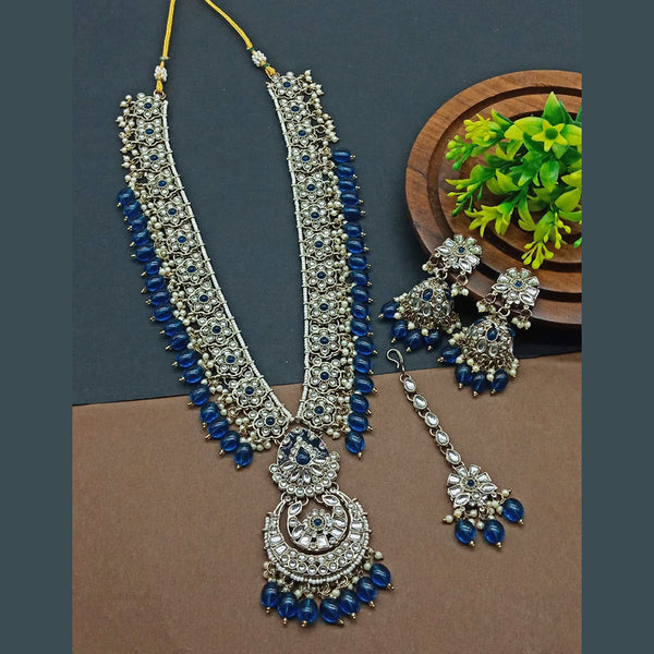 India Art Gold Plated Kundan Stone And Pearls Long Necklace Set