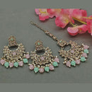 India Art Gold Plated Crystal Stone Earrings With Maangtikka