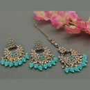 India Art Gold Plated Crystal Stone Earrings With Maangtikka