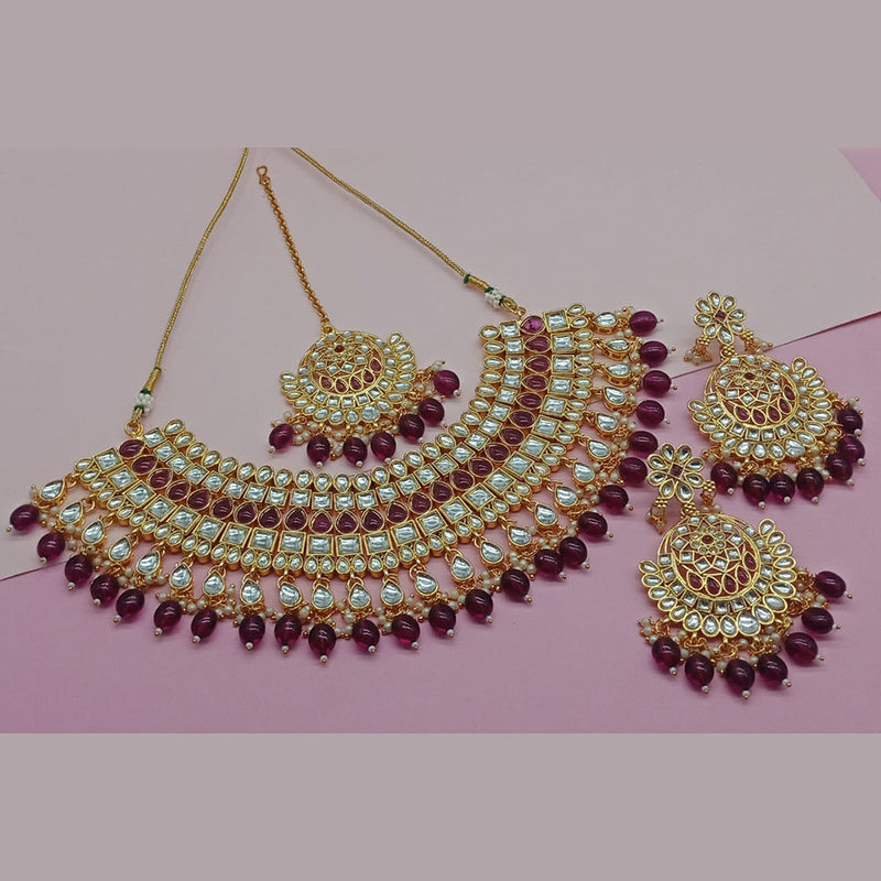 India Art Gold Plated Kundan Stone And Pearls Necklace Set