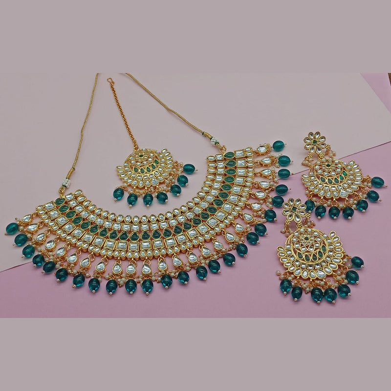 India Art Gold Plated Kundan Stone And Pearls Necklace Set