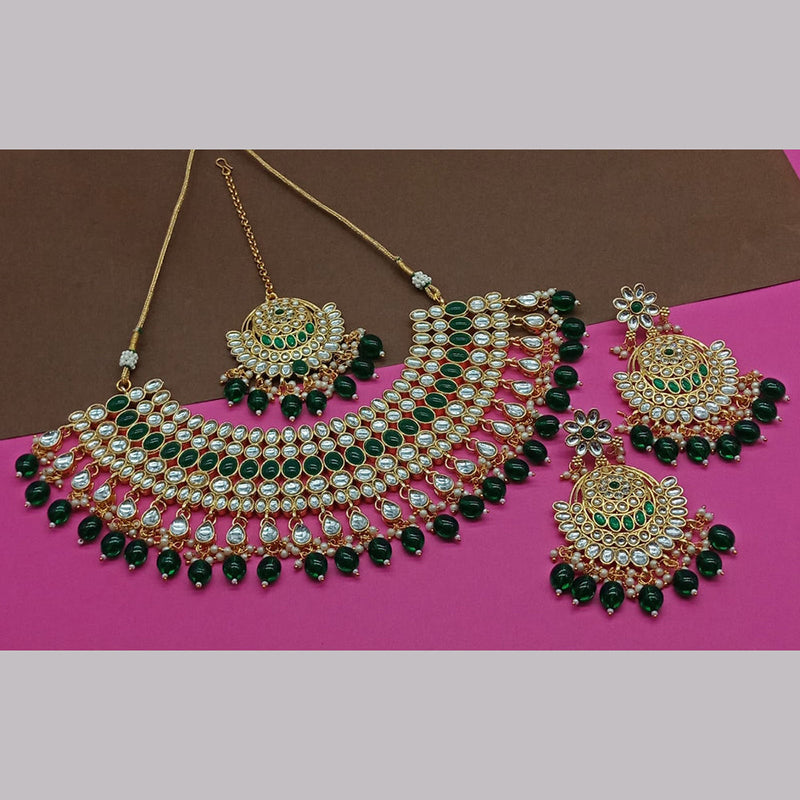 India Art Gold Plated Kundan Stone And Pearls Necklace Set