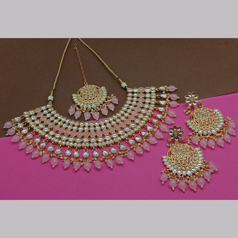 India Art Gold Plated Kundan Stone And Pearls Necklace Set