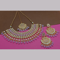 India Art Gold Plated Kundan Stone And Pearls Necklace Set