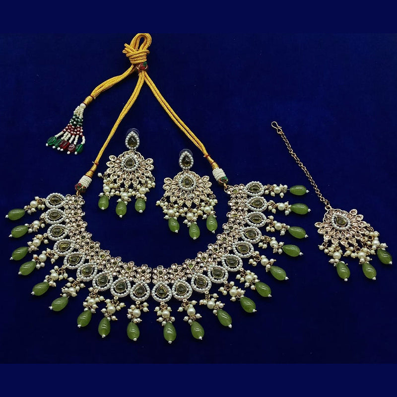 India Art Gold Plated Kundan Stone And Pearls Necklace Set