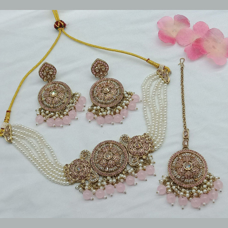 India Art Gold Plated Pearl Choker Necklace Set