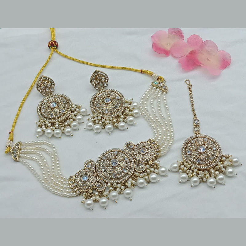 India Art Gold Plated Pearl Choker Necklace Set