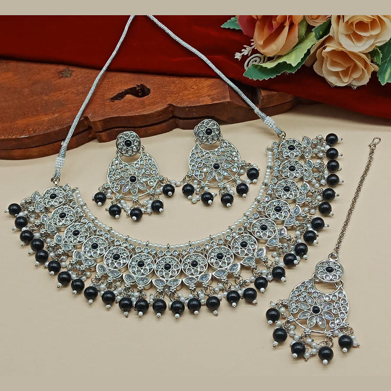 India Art  Crystal Stone And Beads Necklace Set