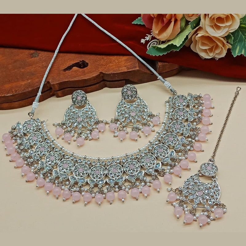 India Art  Crystal Stone And Beads Necklace Set