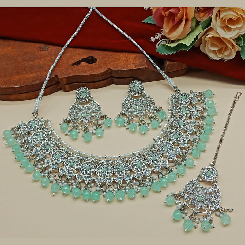 India Art  Crystal Stone And Beads Necklace Set