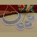 India Art Silver Plated Crystal Stone And Beads Necklace Set