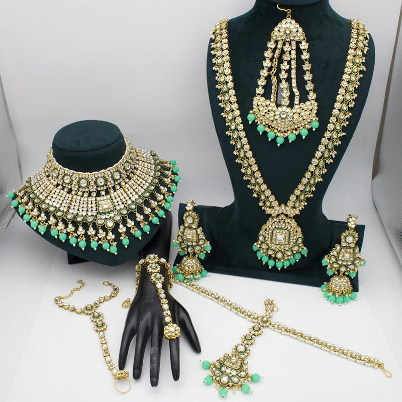 India Art Gold Plated Kundan And Beads Bridal Set