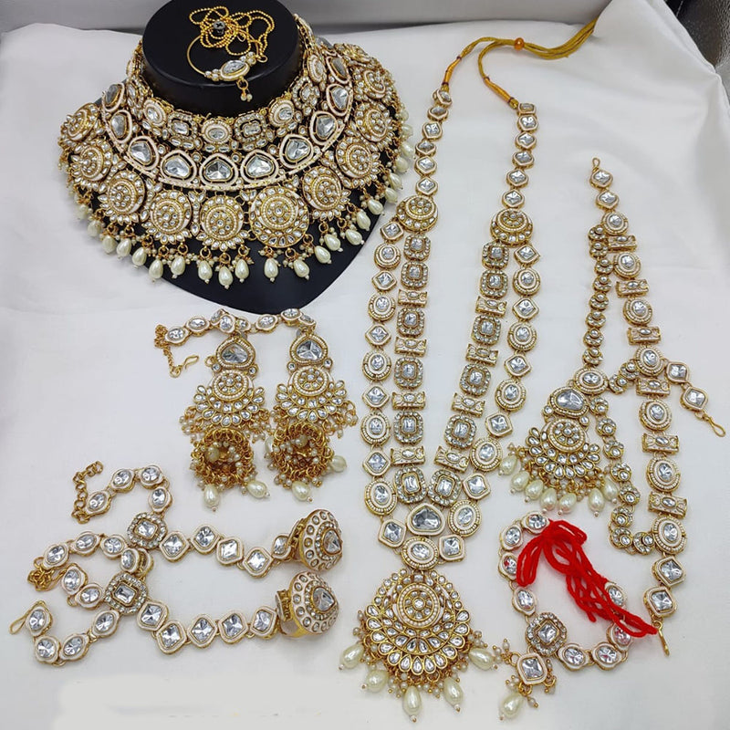 India Art Gold Plated Kundan Stone And Beads Bridal Set