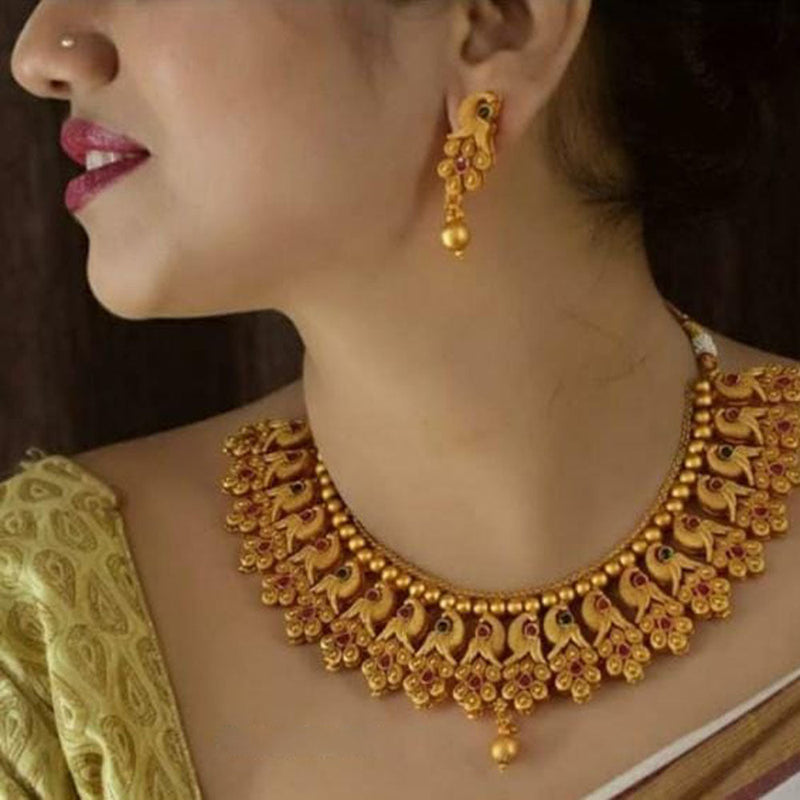 India Art Gold Plated Pota Stone Necklace Set