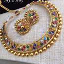 India Art Gold Plated Pota Stone Necklace Set