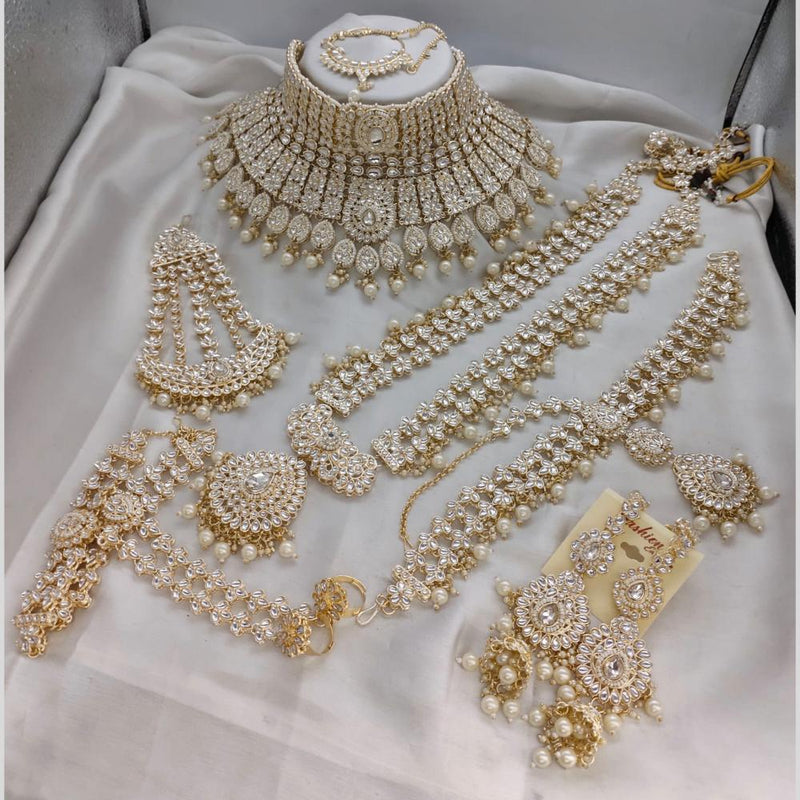 India Art Gold Plated Kundan Stone And Beads Bridal Set