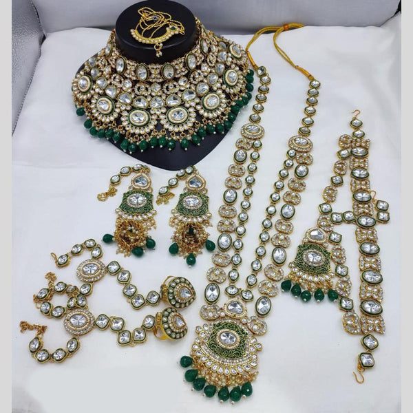 India Art Gold Plated Kundan Stone Beads And Meenakari Bridal Set