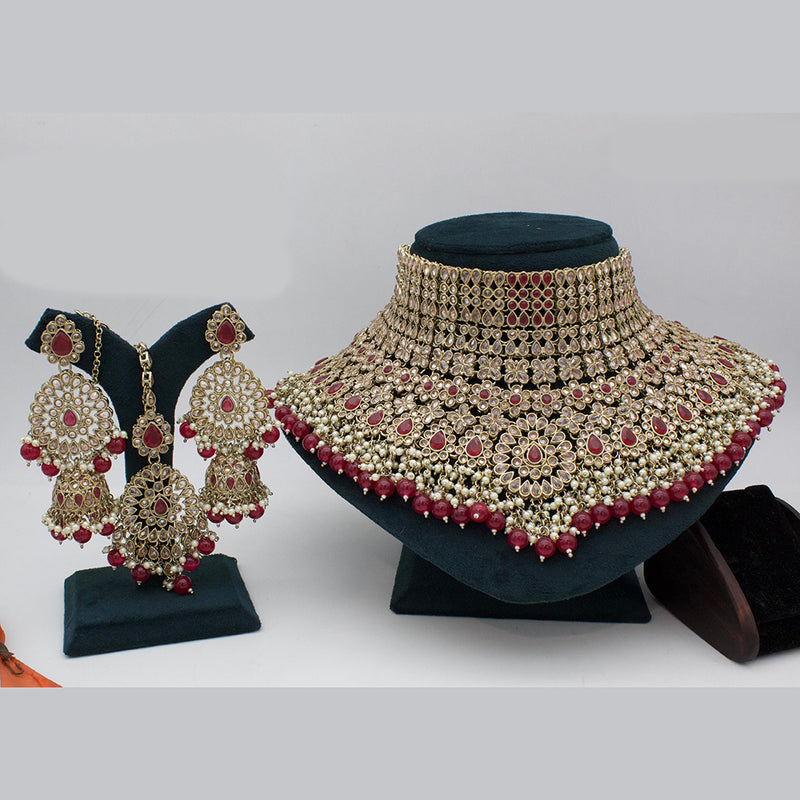 India Art  Kundan  Stone And Beads Necklace Set