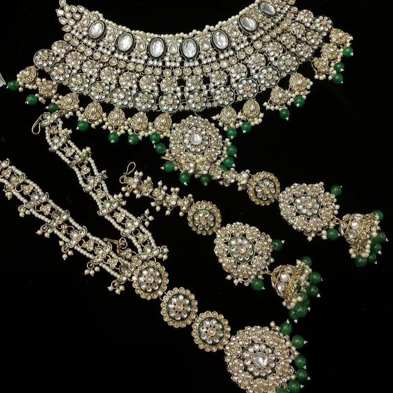 India Art Gold Plated Kundan Stone And Beads Necklace Set