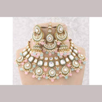 India Art Gold Plated Kundan Stone And Beads Necklace Set