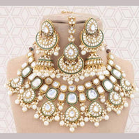 India Art Gold Plated Kundan Stone And Beads Necklace Set