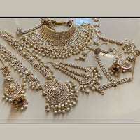 India Art Gold Plated Kundan Stone And Beads Bridal Set