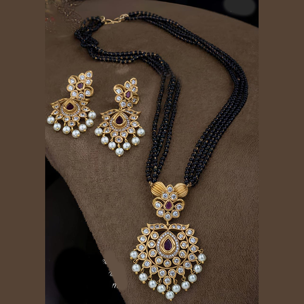 India Art Gold Plated with Pearls and  Austrain Stones Festive Wear Mangalsutra