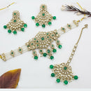 India Art Gold Plated  Kundan & Beads Traditional Bridal Jewelry  Choker Necklace Set