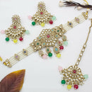 India Art Gold Plated  Kundan & Beads Traditional Bridal Jewelry  Choker Necklace Set