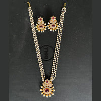 India Art Gold Plated Pota Stone And Pearl Necklace Set