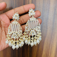 India Art Gold Plated Designer Kundan Pearl & Beads Earrings