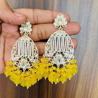 India Art Gold Plated Designer Kundan Pearl & Beads Earrings
