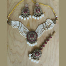 India Art Gold Plated Crystal Stone And Pearl Choker Necklace Set