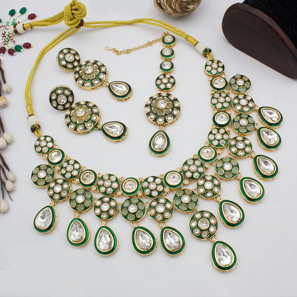 India Art Gold Plated Kundan Necklace Set